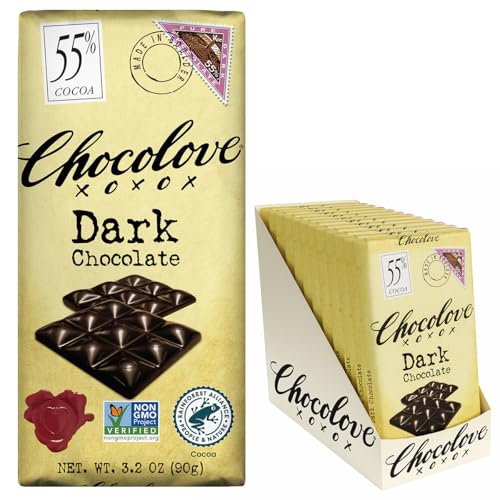 Chocolove Dark Chocolate Bars | 55% Cocoa | Crafted with Smooth Semi-sweet Premium Chocolate | Non GMO, Rainforest Alliance Certified
