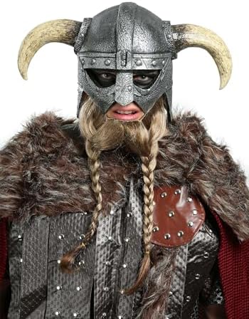 Viking Helmet with Horns for Adults - Half-Head Viking Mask Helmet for Halloween, Renaissance & Norse Barbarian Costumes ST