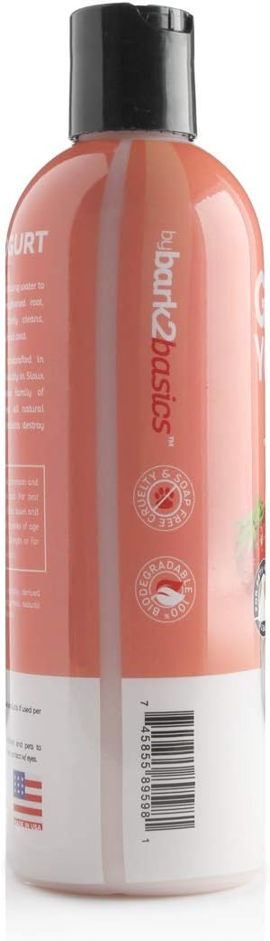 Bark2Basics Strawberries & Cream Greek Yogurt Protein Rich Dog Shampoo, 16 oz - Natural Ingredients, Protein Rich, Super Moisturizing and Hydrating
