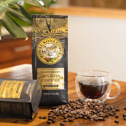 ROYAL KONA COFFEE Whole Bean - 100% Hawaiian Kona Coffee, Private Reserve, Medium Roast, (Pack of 2)