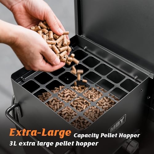 Electric Pellet Smoker with Rainproof Cover, Vertical Wood Pellet Smokers Grill With Hook Meat Probe LED Display Temperature Control