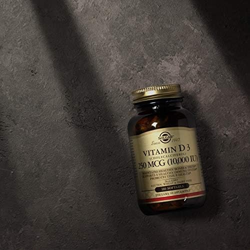 Solgar Vitamin D3 (Cholecalciferol) 250 MCG (10,000 IU), 120 Softgels - Helps Maintain Healthy Bones & Teeth - Immune System Support - Non GMO, Gluten/ Dairy Free - 120 Servings