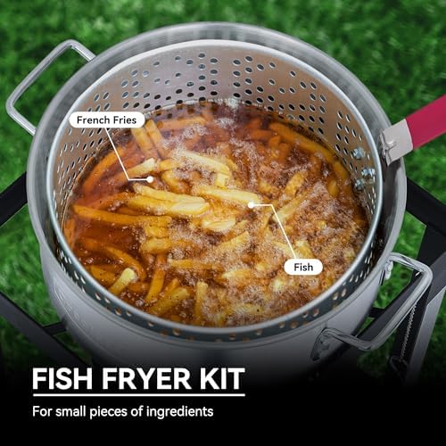 CreoleFeast TFS3010 Propane 30 Qt. Turkey and 10 Qt. Fish Fryer Boiler Steamer Set, 50,000 BTU Burner, Ideal for Outdoor Cooking