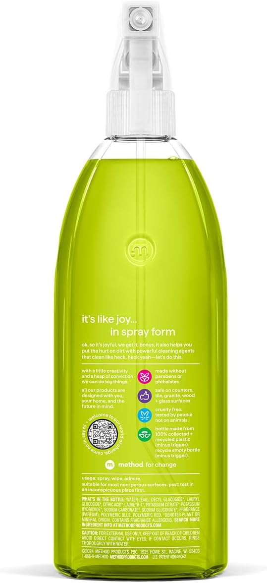 method All-Purpose Cleaner Spray, Lime + Sea Salt, 28 fl oz | Cuts Grease & Grime on Counters, Glass, Sealed Wood & Floors, for Kitchen & Bathroom, Controlled Mist, Streak Free