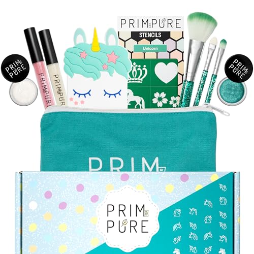 Prim and Pure Mineral Gift Set with Unicorn Mirror| Perfect for Play Dates & Birthday Parties | Kids Eyeshadow Makeup – Mineral | Organic &