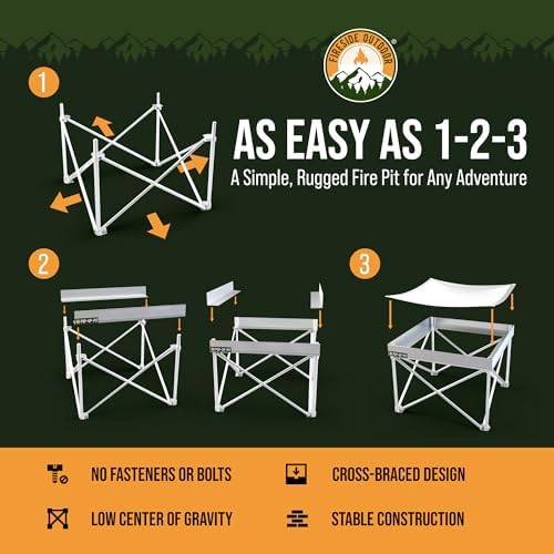 Fireside Outdoor Portable Fire Pit for Camping, Portable Fire Pit Grill for Backyard, Outdoor Firepit with Heat Protect, Camping Firepits