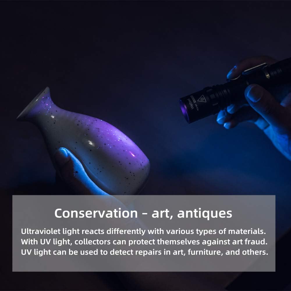 Weltool Professional UV Flashlight 365nm Black Light Max. 2060mW High Power for Glue Curing, AC Leak Detector, Rocks and Mineral Glowing, Pet Urine Detector, Non Destructive Testing