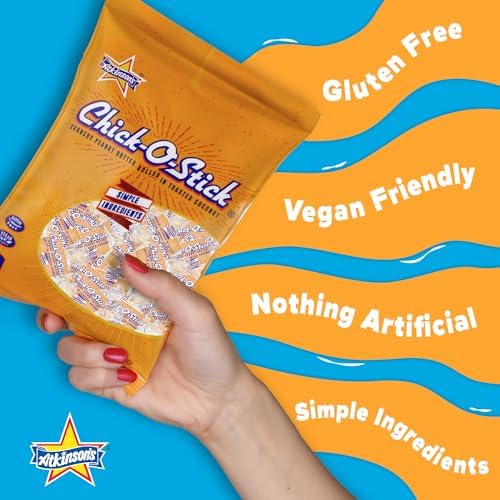 Atkinson's Chick-O-Stick - Crunchy Peanut Butter Rolled in Toasted Coconut - Gluten Free, Kosher, Vegan