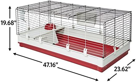MidWest Homes for Pets 158 Wabbitat Deluxe Rabbit Home, Rabbit Cage, 39.5 L x 23.75 W x 19.75 H Inch, Maroon/White