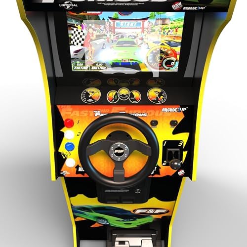 Arcade1Up The Fast and the Furious Deluxe Arcade Machine, Steering Wheel | Gaming Cabinet with 4-Position Gear Shift and Wi-Fi Leaderboards