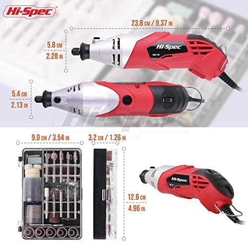 Hi-Spec Corded Rotary Tool Kit for Cutting, Grinding and Sanding with Bits