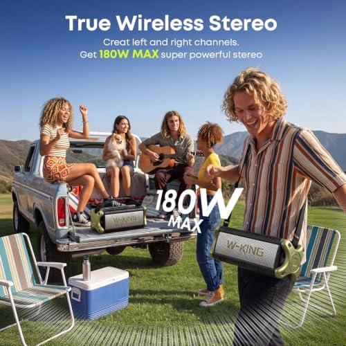 Portable Speakers Bluetooth Wireless, 90W Max Loud Outdoor Speaker with Deep Bass, IPX6 Waterproof, Floatable, Custom EQ, 40H, Dual Pairing