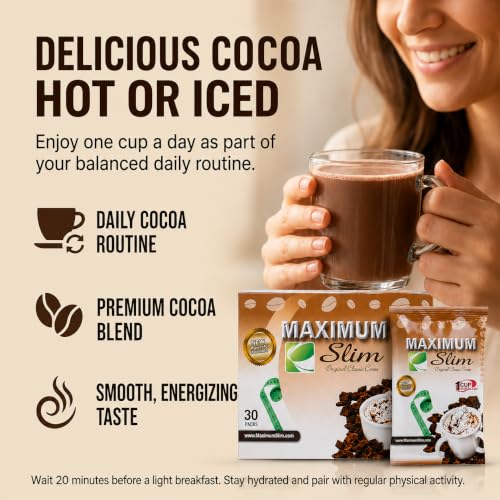 Maximum Slim Premium Instant Cocoa – Creamy, Delicious 4-in-1 Formula with Natural Herbal Extracts for Energy & Vitality