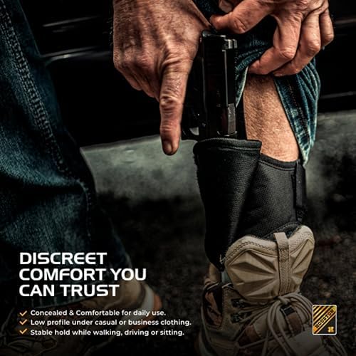 Houston Gun Holsters Ankle Revolver Holster, .38 J-Frame | Concealed Carry Ankle Holster, Fits .38 Special J-Frame Revolvers, 2.5 in Barrel or Less, Adjustable Strap, Black
