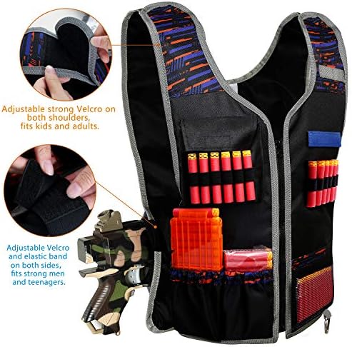 Hely Cancy Large Size Adjustable Toy Tactical Vest Kit Compatible with Nerf N-Strike Elite Series for Men, Big Kids XL-Size