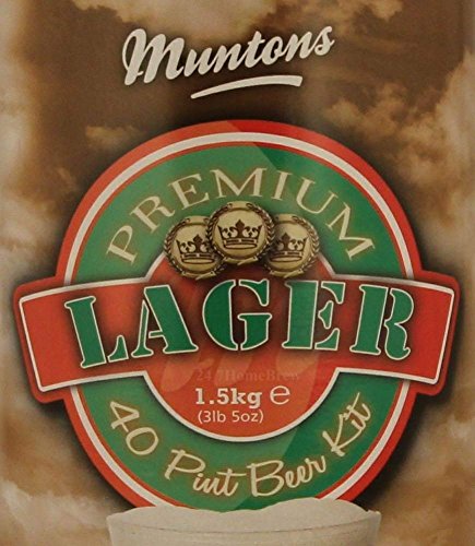 Muntons Beer Making Kit - Lager Premium Premium Range Kit - Includes Beer Making Ingredients - Home Brewing Kit Makes 66 Bottles of Beer (23 Liters