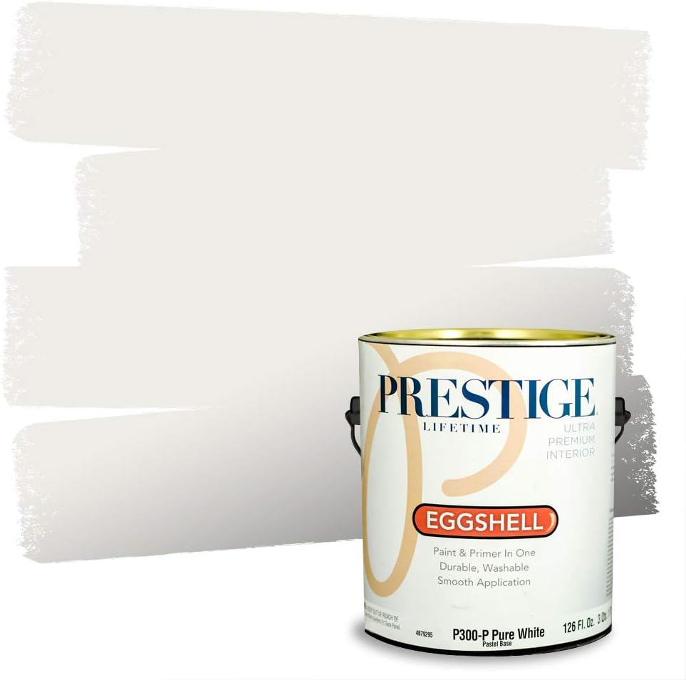 PRESTIGE Paints Exterior Paint and Primer In One, 1-Gallon, Semi-Gloss, Comparable Match of Sherwin Williams* Pure White*
