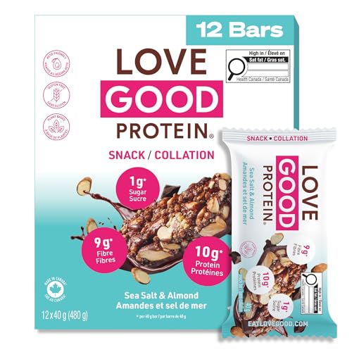 LOVE GOOD FATS Dark Chocolatey Sea Salt & Almond Bar 12 Count, 40 GR