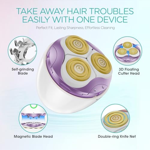 VOGOE Electric Shaver for Women, 3D Floating Blade Rotary Razor, ES300