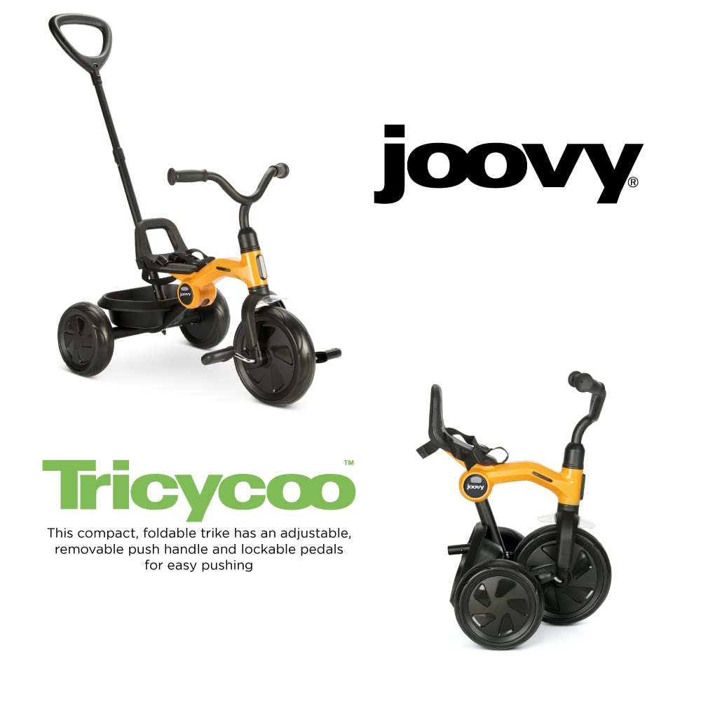 Joovy Tricycoo 4.1 Kids Tricycle with 4-Stages Featuring Extra-Wide Front Tire, Removable and Adjustable Parent Handle, Safety Harness