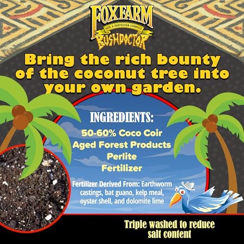 FoxFarm Bush Doctor Coco Loco Potting Mix, 2cu ft - Extends Your Watering Schedule, Triple-Washed to Reduce Salt Content - Perfect for Cultivating Vigorous Plants