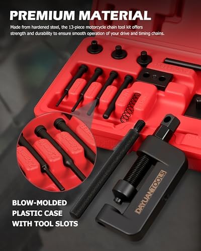 DAYUAN Motorcycle Chain Breaker Set, Chain Cutter and Riveter Kit, Red Case