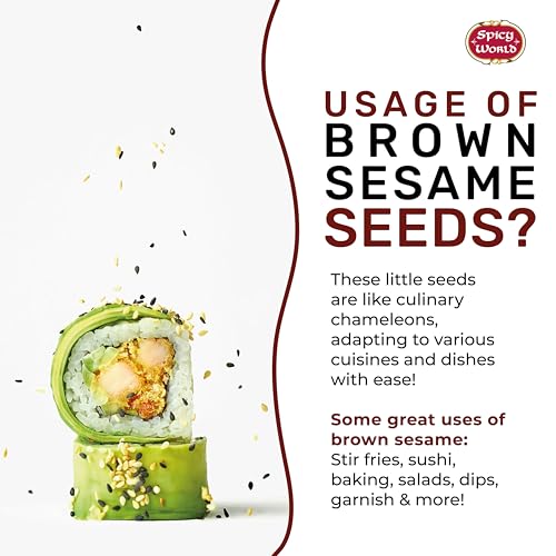 Spicy World Natural Brown Sesame Seeds 3 LB (48oz) - Non-GMO, Vegan, Raw, Unroasted, Unsalted, Plant-Based Protein, Source of Fiber & Iron