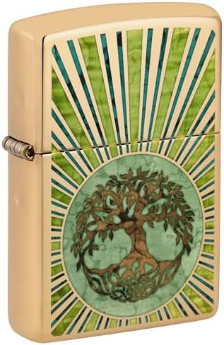 Zippo Tree of Life Pocket Lighter - Refillable Flip-Top Windproof Lighters - Spiritual and Symbolic Design Pocket Lighters - Luxury Metal Lighter Made in USA