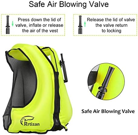 Rrtizan Inflatable Snorkel Vest for Adult, Travel Snorkeling Vest for Swimming, Snorkeling, Paddleboarding, Swim Vest Adult Suitable for 90-220lbs