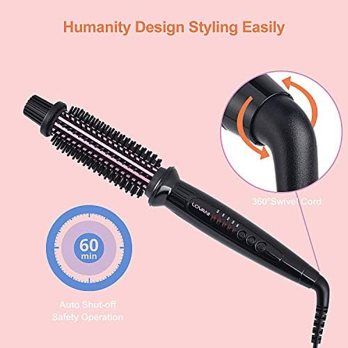 LOVANI Curling Iron Brush,Hair Curling Wand with 1 Inch Ceramic Tourmaline Ionic Barrel,Dual Voltage Instant Heat Up Travel Hair Curler