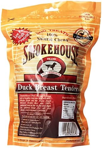 Smokehouse 100-Percent Natural Duck Breast Tenders Dog Treats, 16-Ounce