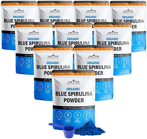 Lone Star Botanicals Organic Blue Spirulina Powder - 100% Pure Blue-Green Algae, No Fishy Smell, Vegan Superfood for Smoothies & Drinks, Non GMO