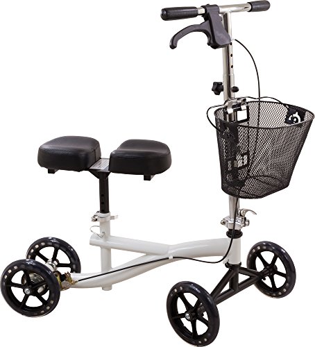 Roscoe Medical Knee Scooter for Adults for Foot Surgery, Foldable & Adjustable Knee Walker for Broken Foot & Leg Injuries, Crutch Alternative, Knee Rover, Dual Pad, (Up to 350lbs, 8' Wheels), Black