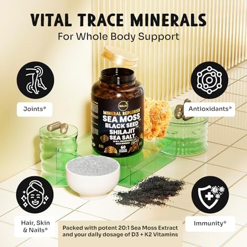 MAJU 4-in-1 Organic Sea Moss Capsules, Wild Chondrus Crispus, Seamoss w/Bladderwrack + Burdock Root, Stronger Than Gel, Irish