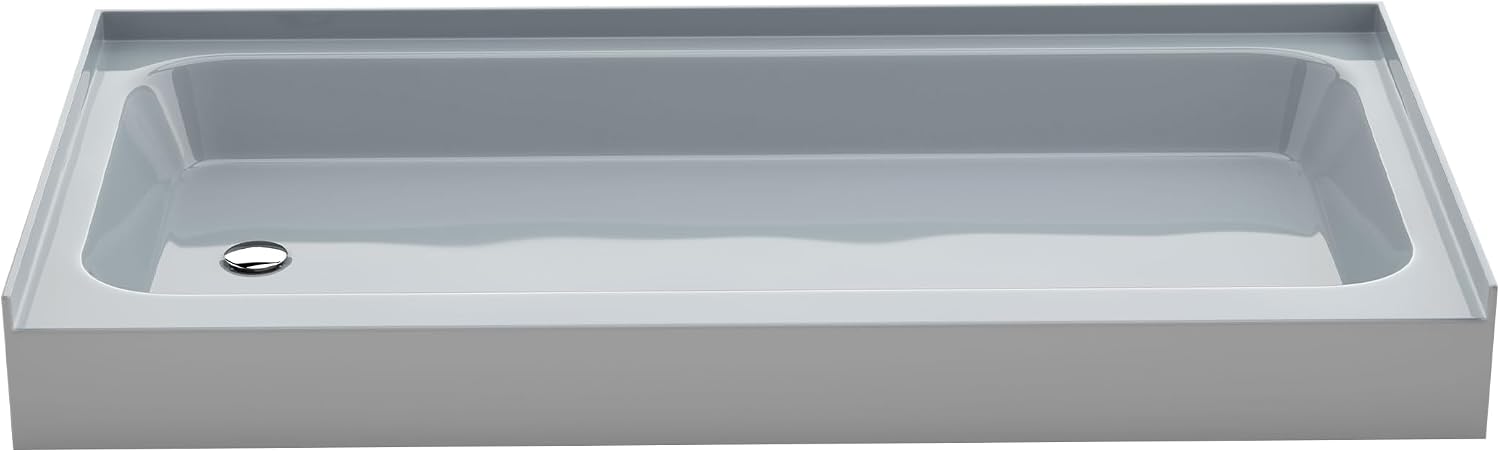 Voltaire 60" x 32" Single-Threshold, Right-Hand Drain, Shower Base in Gray