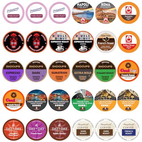 Crazy Cups Custom Variety Pack Coffee Pods | Dark Roast and Bold Flavors | Single Serve Cups for Keurig K-Cup Machines | Robust Assortment with No
