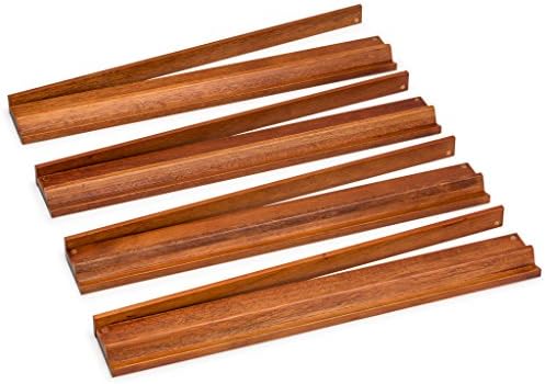 Yellow Mountain Imports Classic Chestnut Color Wooden Mahjong Game Racks with Pushers, 18 Inches - Set of 4 (Includes Magnetically Attached Mahjong Pushers)