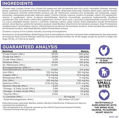 NutriSource Puppy Food, Made with Chicken Meal and Rice, Small Breed with Wholesome Grains, 15LB, Dry Dog Food