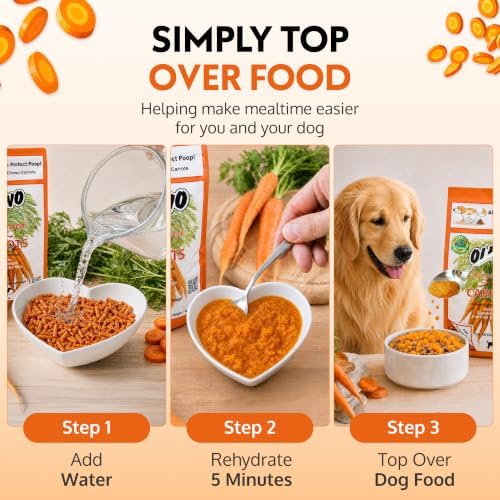 Olewo Carrots Dog Food Topper for Digestive Support & Firm Stools, 1 lb | Real-food digestive support. Whole-food alternative to powders, blends & synthetic supplements. Made in Germany.