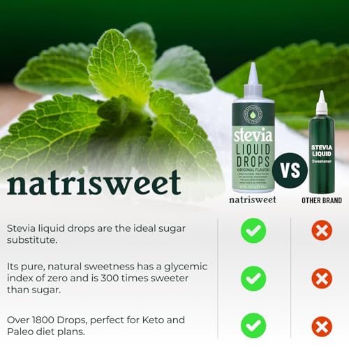Stevia Liquid Drops, 8 Fl oz, 1823 servings, Pure Concentrated Drops with Zero Calories & Zero Carbs