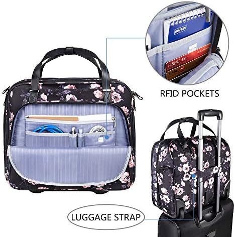 KROSER 15.6 Inch Rolling Laptop Computer Bag,Wheeled Briefcase for women
