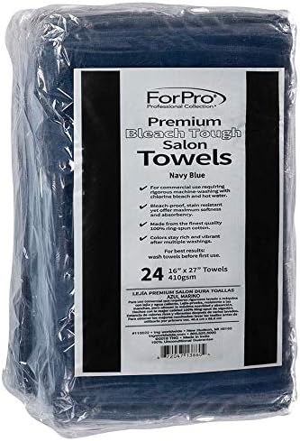 ForPro 24ct Bleach Tough Salon Towels, 16Wx27L in, Cool Grey, 100% Cotton | for Salon, Spa & Gym Use, Hand Towels, Bleach-Safe Salon Towels, Absorbent Spa Towels, Barber Towels, Salon & Spa Essentials