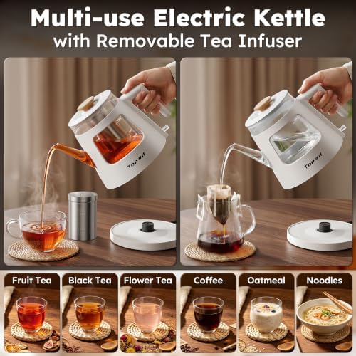 TOPWIT 2.0L Glass Electric Kettle, Hot Water Boiler, BPA-Free