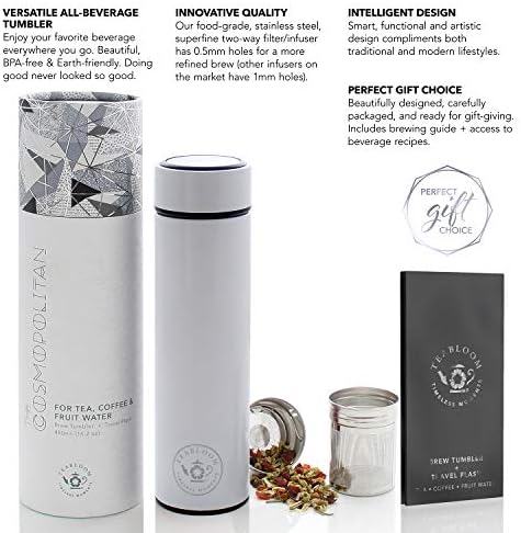 Teabloom - The ORIGINAL All-Brew Travel Tumbler & Thermos | OPRAH’s Favorite | 16oz/480ml Stainless Steel Insulated Water Bottle/Tea Flask/Cold Brew Coffee Mug