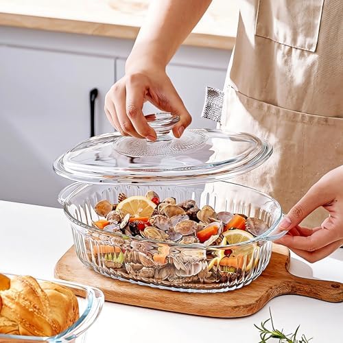 M MCIRCO 4-Piece Glass Casserole Baking Dish, Set of 2 Casseroles With Glass Lids, 1.9 Qt and 3 Qt | Baking Pans for Lasagna