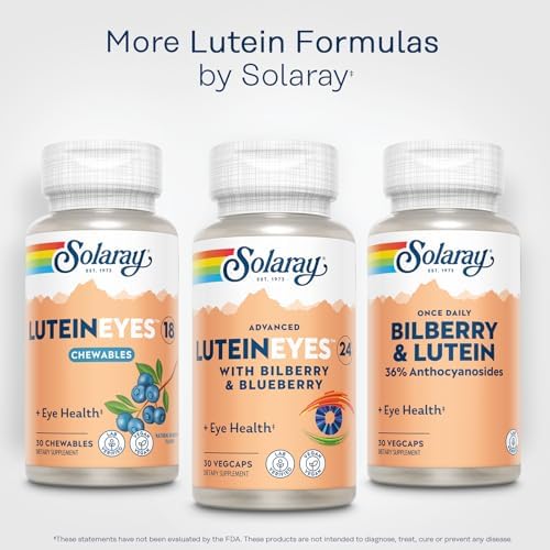 SOLARAY Advanced Lutein Eyes 24 mg, 30 VegCaps | Eye & Macular Health Support, Lutein, Zeaxanthin, Bilberry & Blueberry, 30 Servings