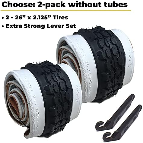 Classic White Wall Tires for Your Cruiser Wheels and Beach Cruiser Bike Accessories. 26 x 2.125 White Wall Bicycle Tires. with or Without Tubes. 1