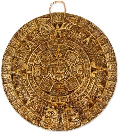 NOVICA Light Brown Archaeological Theme Ceramic Advent Calendar Plaque, 'Honey Aztec Sun Stone'