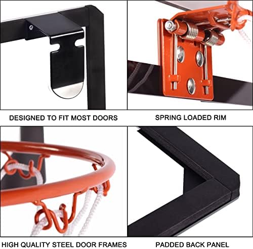 Indoor Mini Basketball Hoop for Kids, Over The Door Basketball Hoop Indoor with 4 Balls & Inflator
