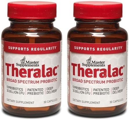 Master Supplements Theralac - 30 Capsules - Multi-Strain Probiotic for Optimal Gut Health + Gas & Bloating Relief - Gluten Free - 30 Servings
